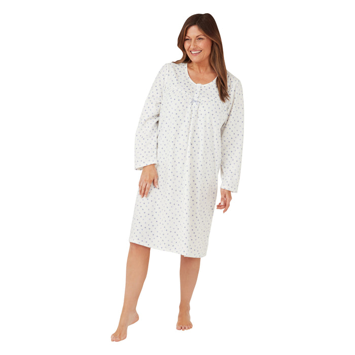 Marlon Short 40" Length Spotted Micro Fleece Nightdress