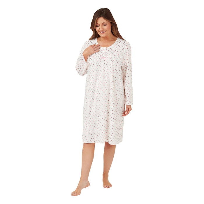 Marlon Short 40" Length Spotted Micro Fleece Nightdress