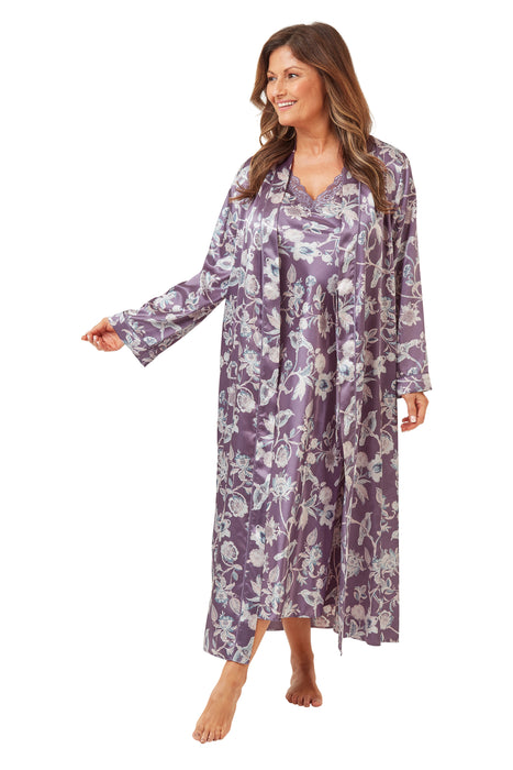 Long Satin Wrap Floral & Bird Print