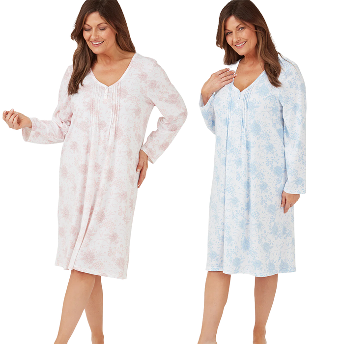 Marlon Long Sleeve Cotton Jersey Nightdress