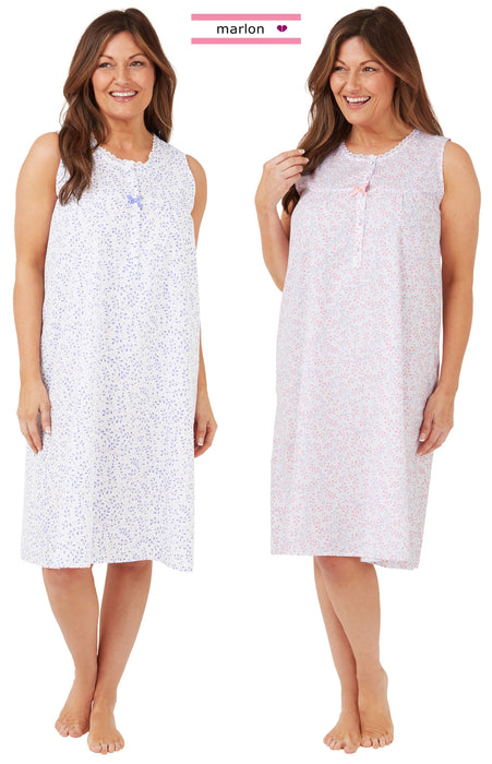 Marlon Ladies Floral Sleeveless Nightdress