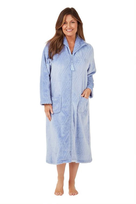 Marlon Zip Front Dressing Gown in Embossed Effect Supersoft Fleece (Copy)