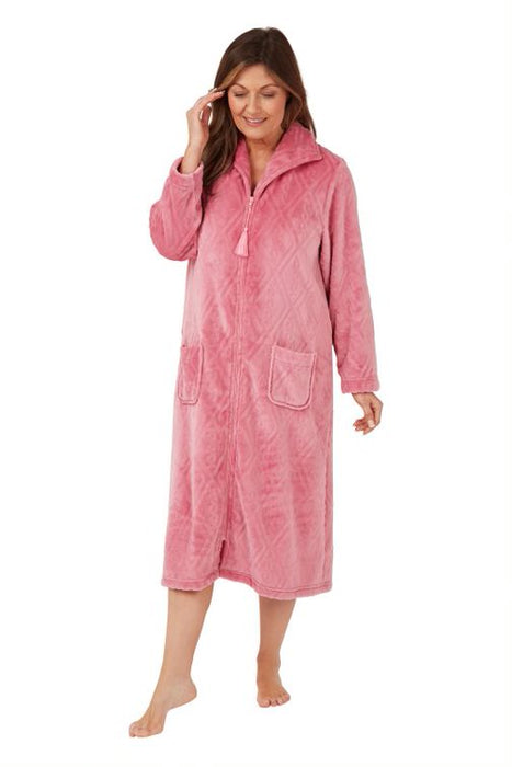 Marlon Zip Front Dressing Gown in Embossed Effect Supersoft Fleece (Copy)