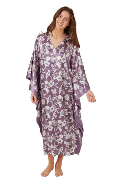 Beautiful Satin Kaftan With Bird and Floral Print