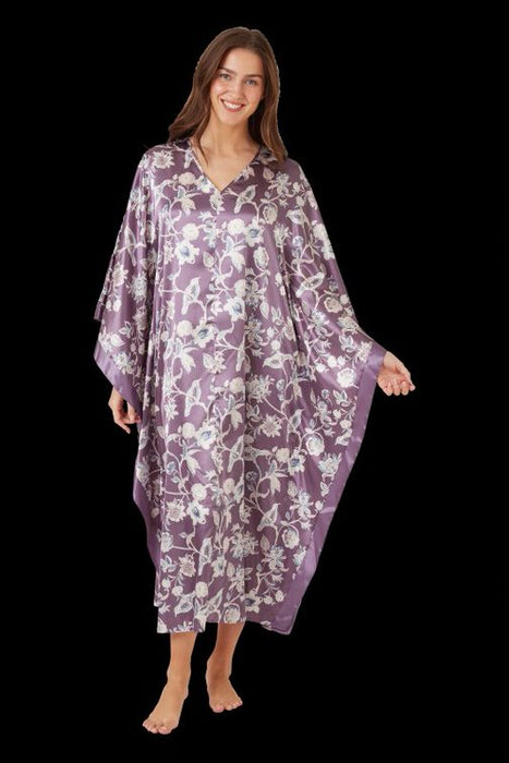 Beautiful Satin Kaftan With Bird and Floral Print