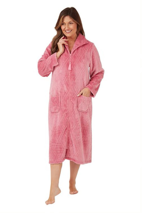 Marlon Zip Front Dressing Gown in Embossed Effect Supersoft Fleece (Copy)