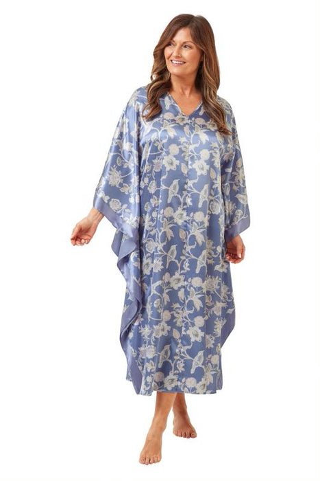 Beautiful Satin Kaftan With Bird and Floral Print