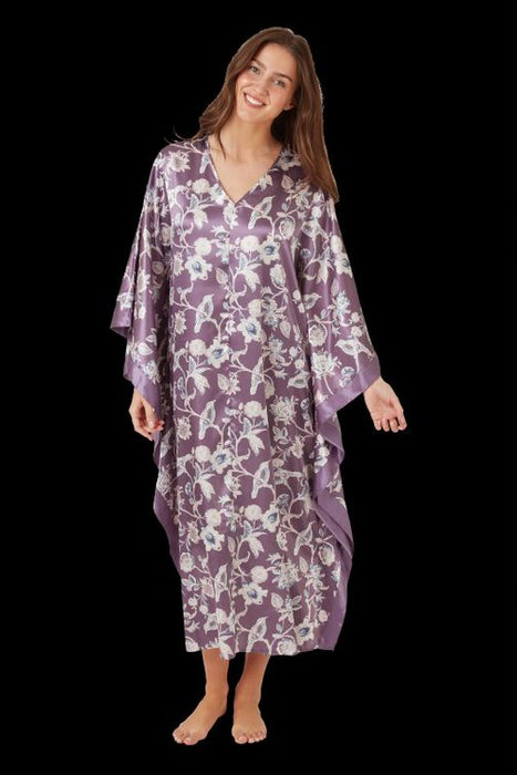 Beautiful Satin Kaftan With Bird and Floral Print