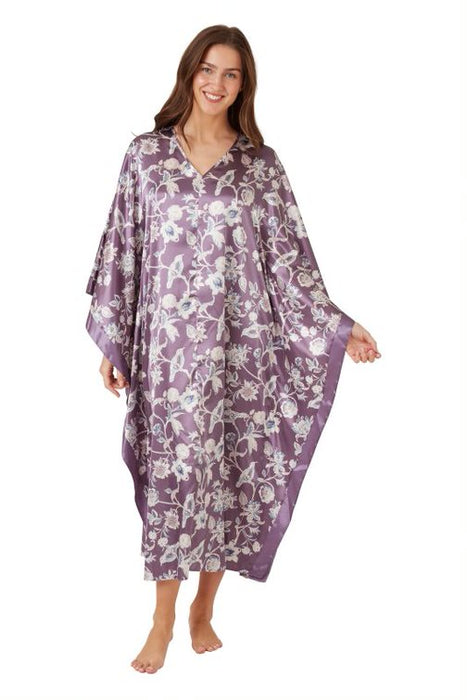 Beautiful Satin Kaftan With Bird and Floral Print