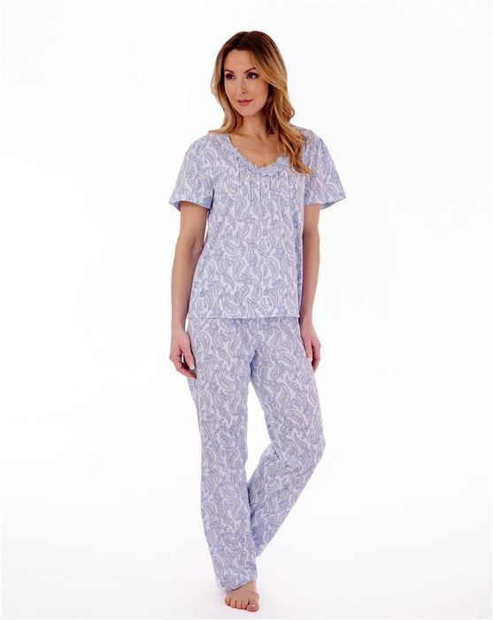 Slenderella Large Pastel Paisley Print Tailored Pyjamas — Sandras